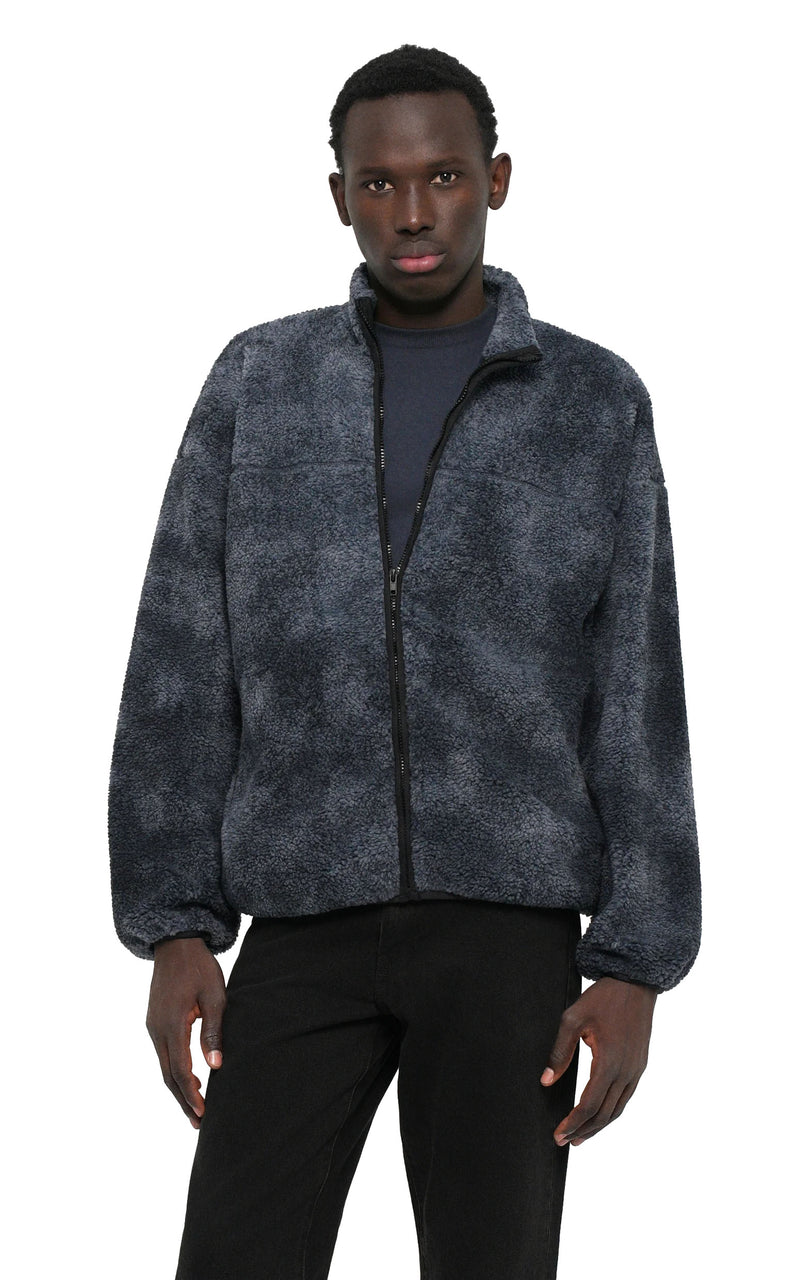 James Oversize Camo AOP Pile Fleece in Jet Black Camo