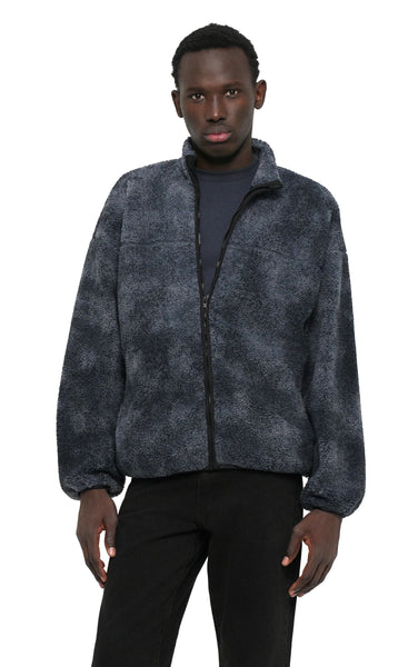 James Oversize Camo AOP Pile Fleece in Jet Black Camo