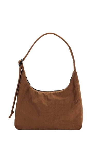 Mini Nylon Shoulder Bag in Brown