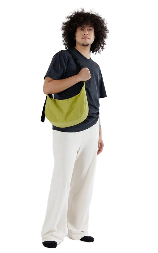 Medium Nylon Crescent Bag in Lemongrass