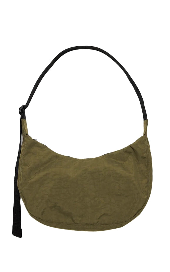 Medium Nylon Crescent Bag in Seaweed