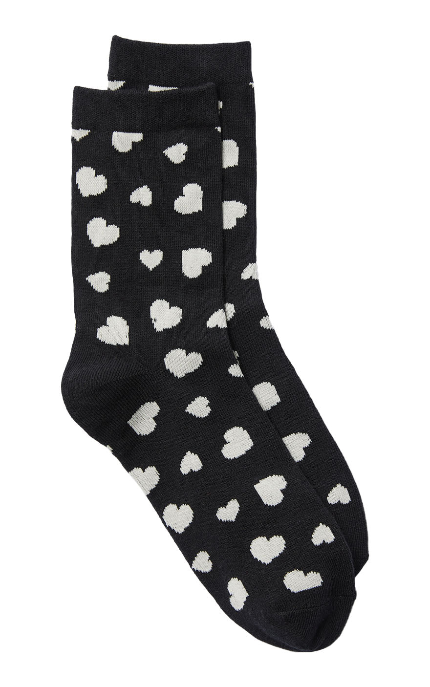 Mabel Socks in Black with Birch Hearts