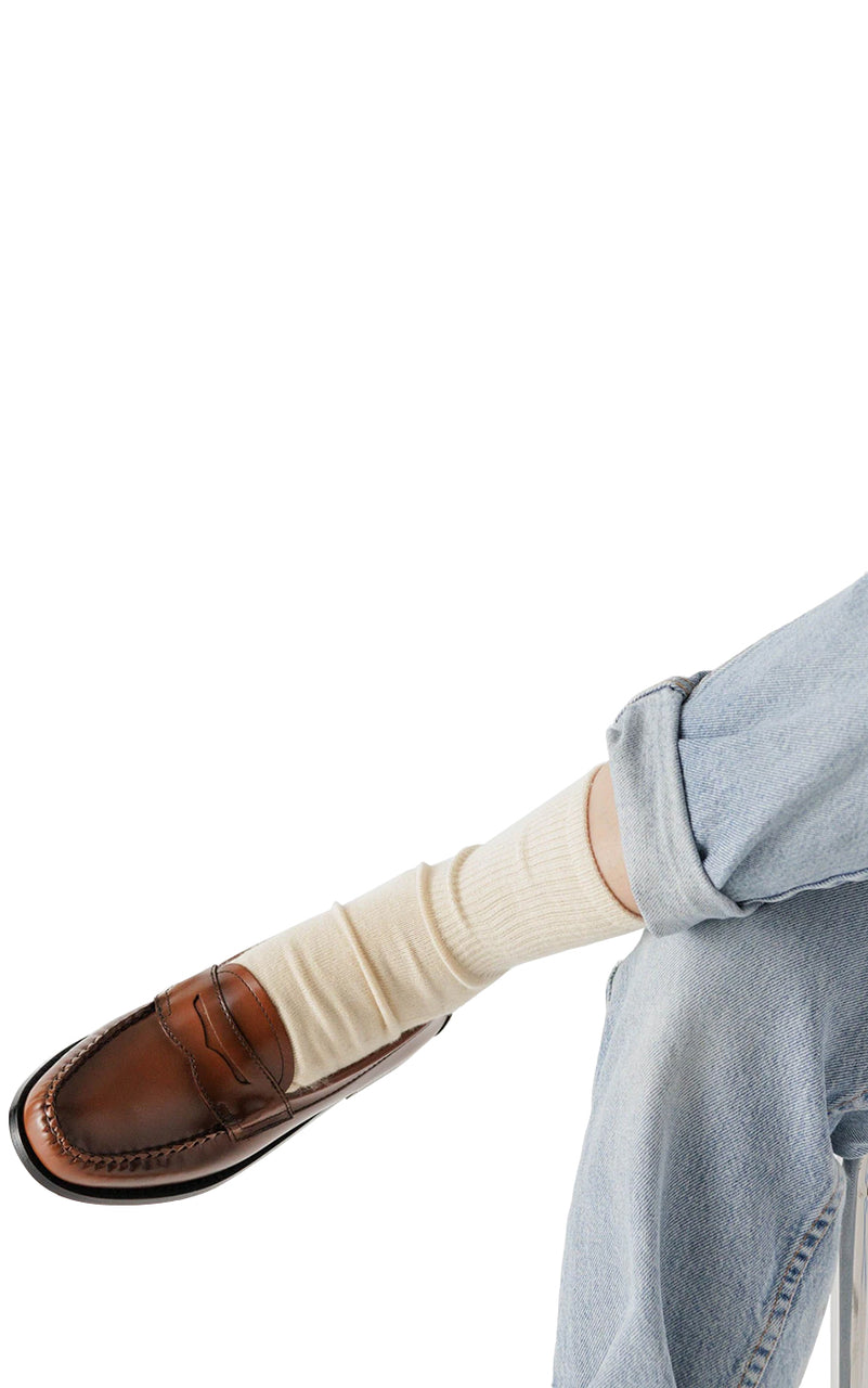 Ribbed Sock in Ecru