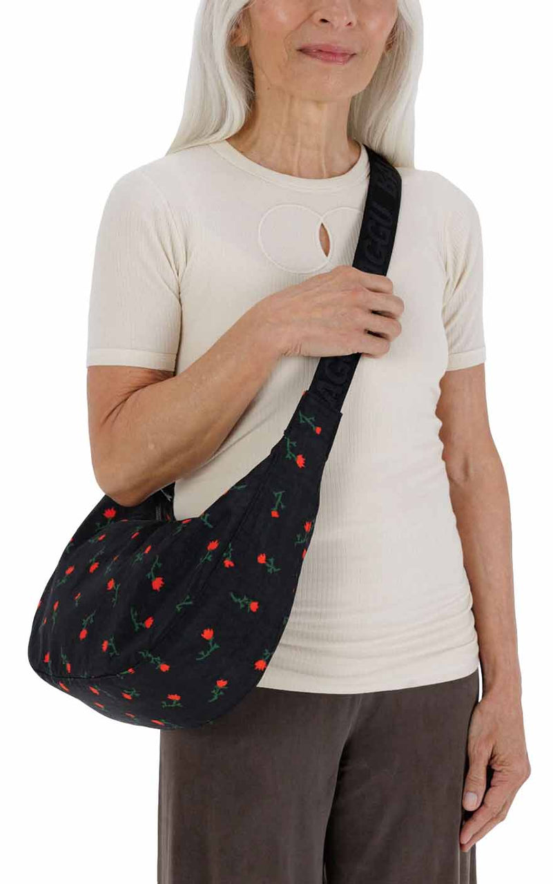 Medium Nylon Crescent Bag in Painted Wildflower