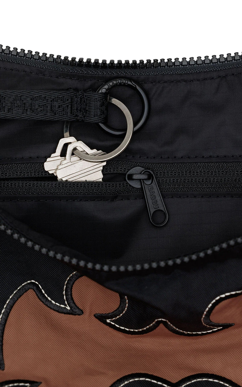 Medium Nylon Crescent Bag in Western Appliqué