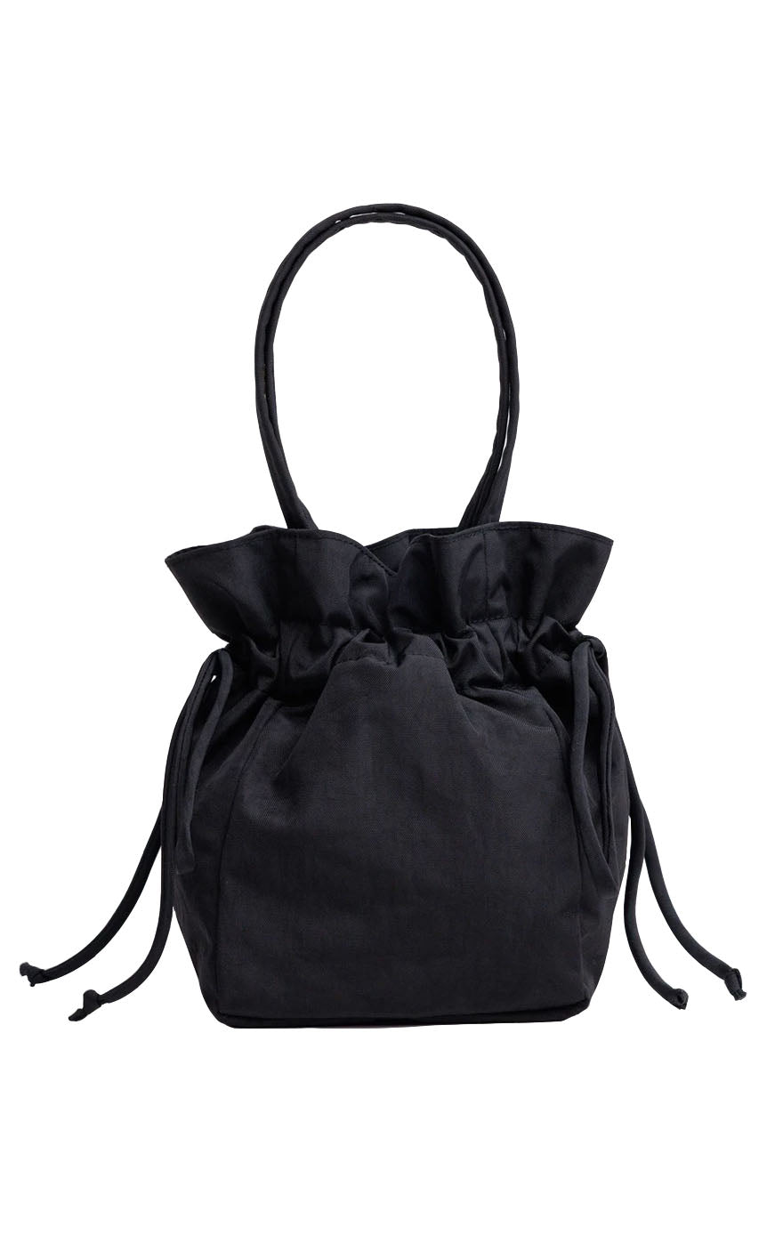Nylon Drawstring Bag in Black