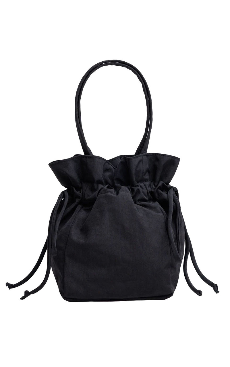 Nylon Drawstring Bag in Black