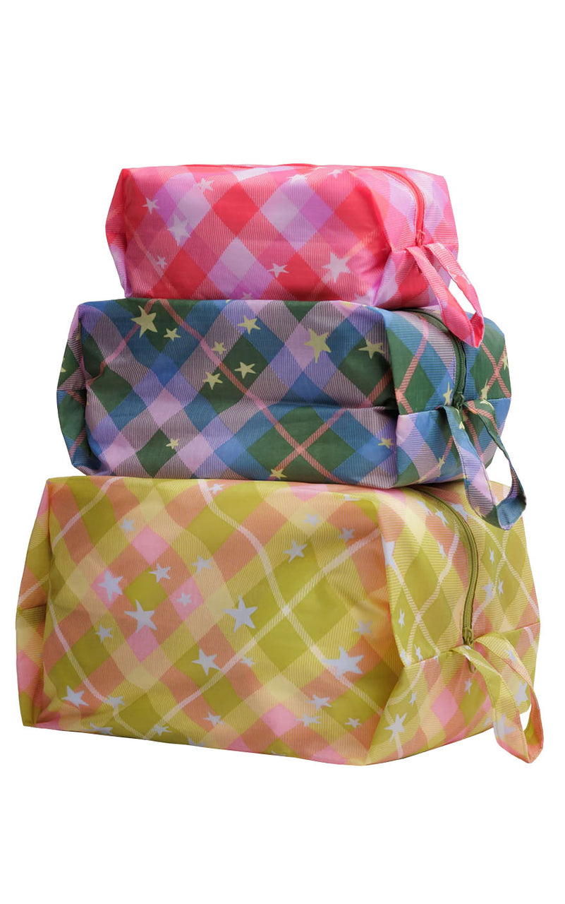 3D Zip Set in Star Plaid