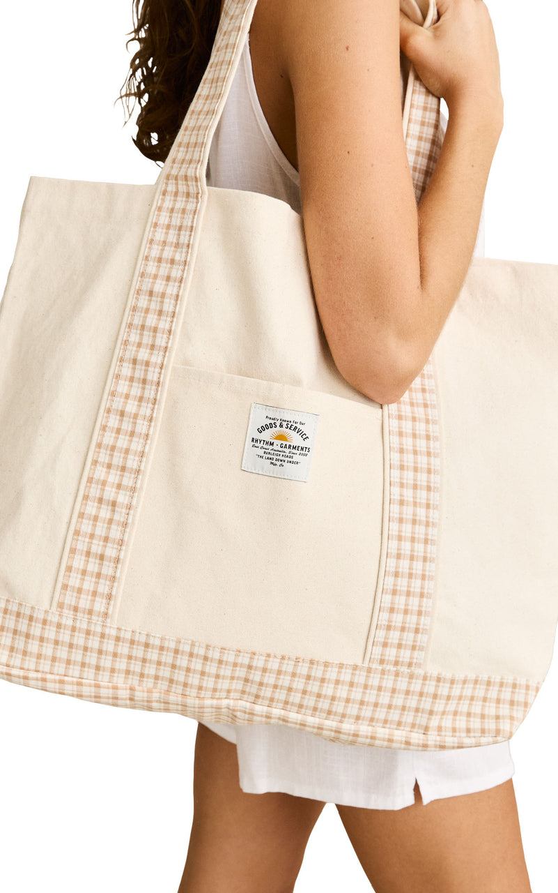 London Check Tote Bag in Natural