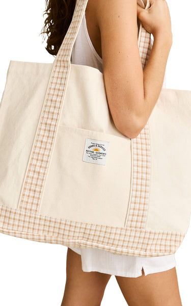London Check Tote Bag in Natural