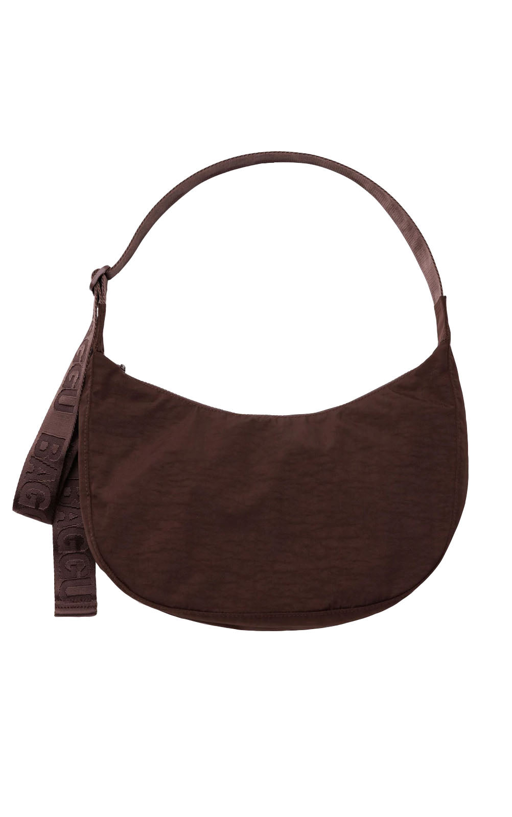 Medium Nylon Crescent Bag in Coffee
