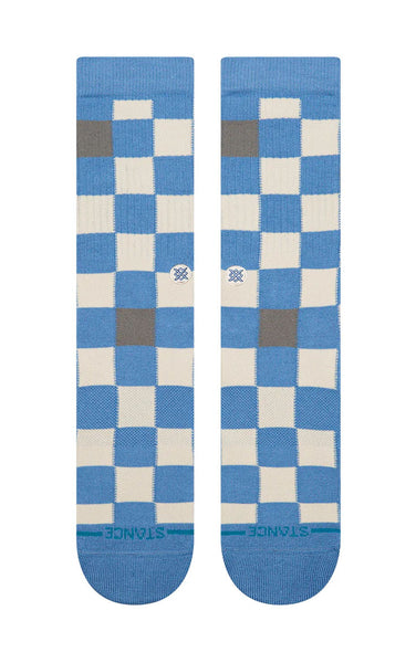 Chef Check Crew Sock in Capri Blue
