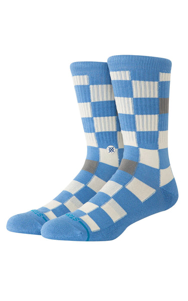 Chef Check Crew Sock in Capri Blue