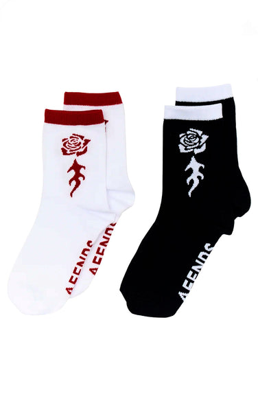 Desert Rose Recycled Two Pack Socks in White/Navy