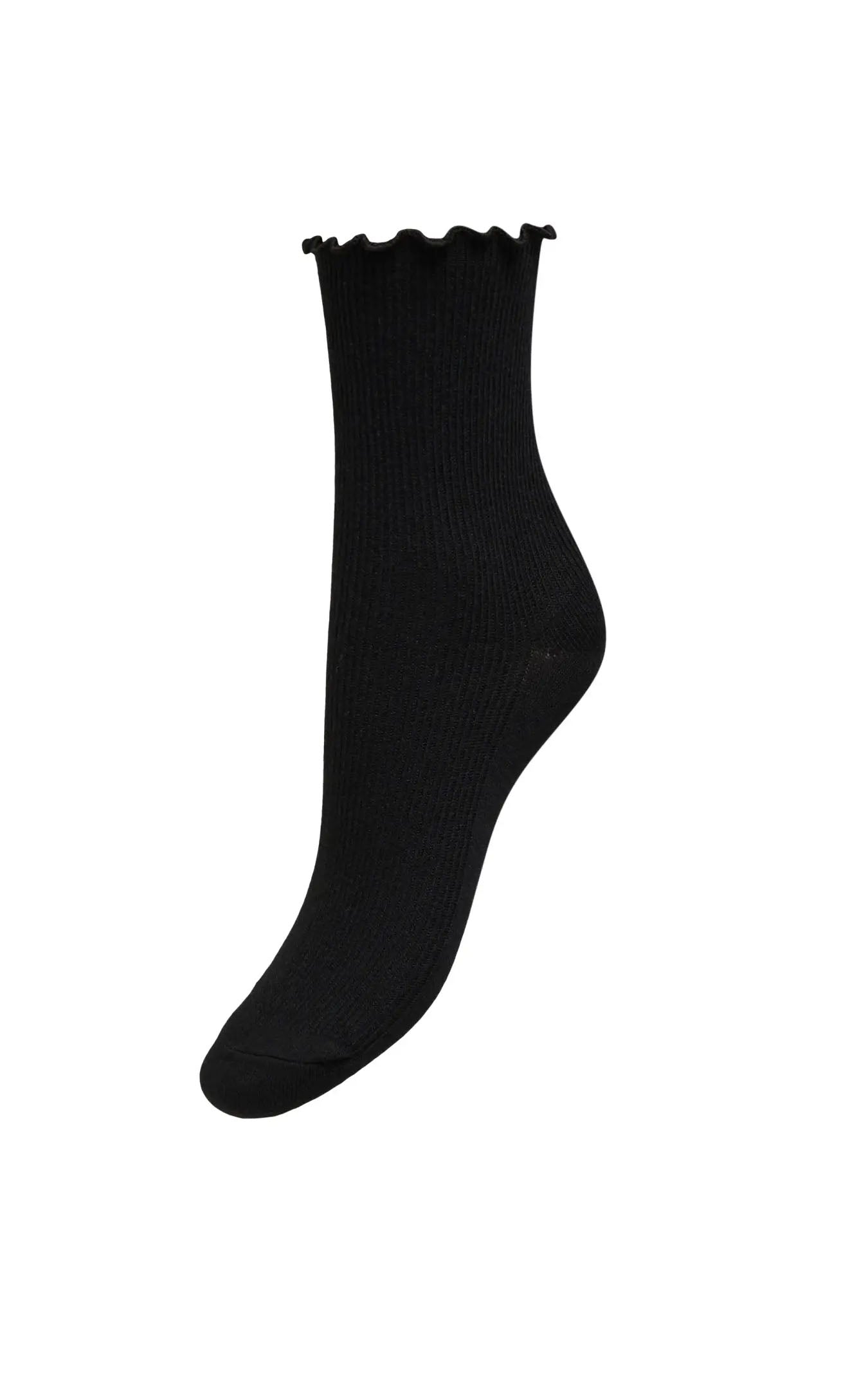 Caya Lettuce Edge Sock in Black