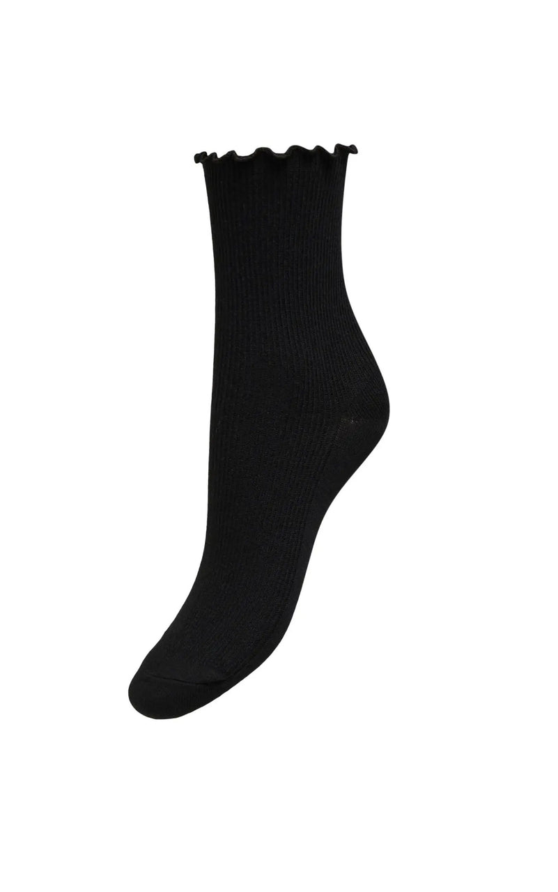 Caya Lettuce Edge Sock in Black