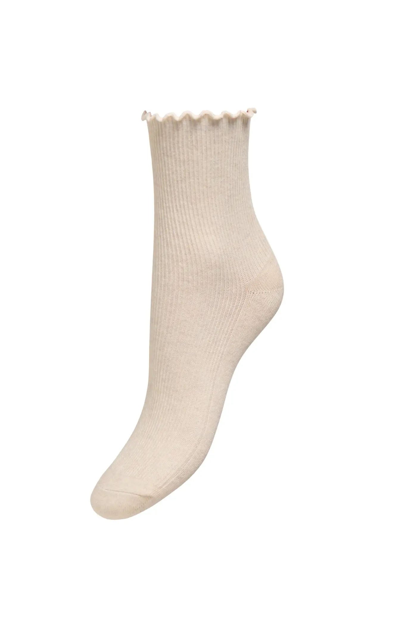 Caya Lettuce Edge Sock in Oatmeal