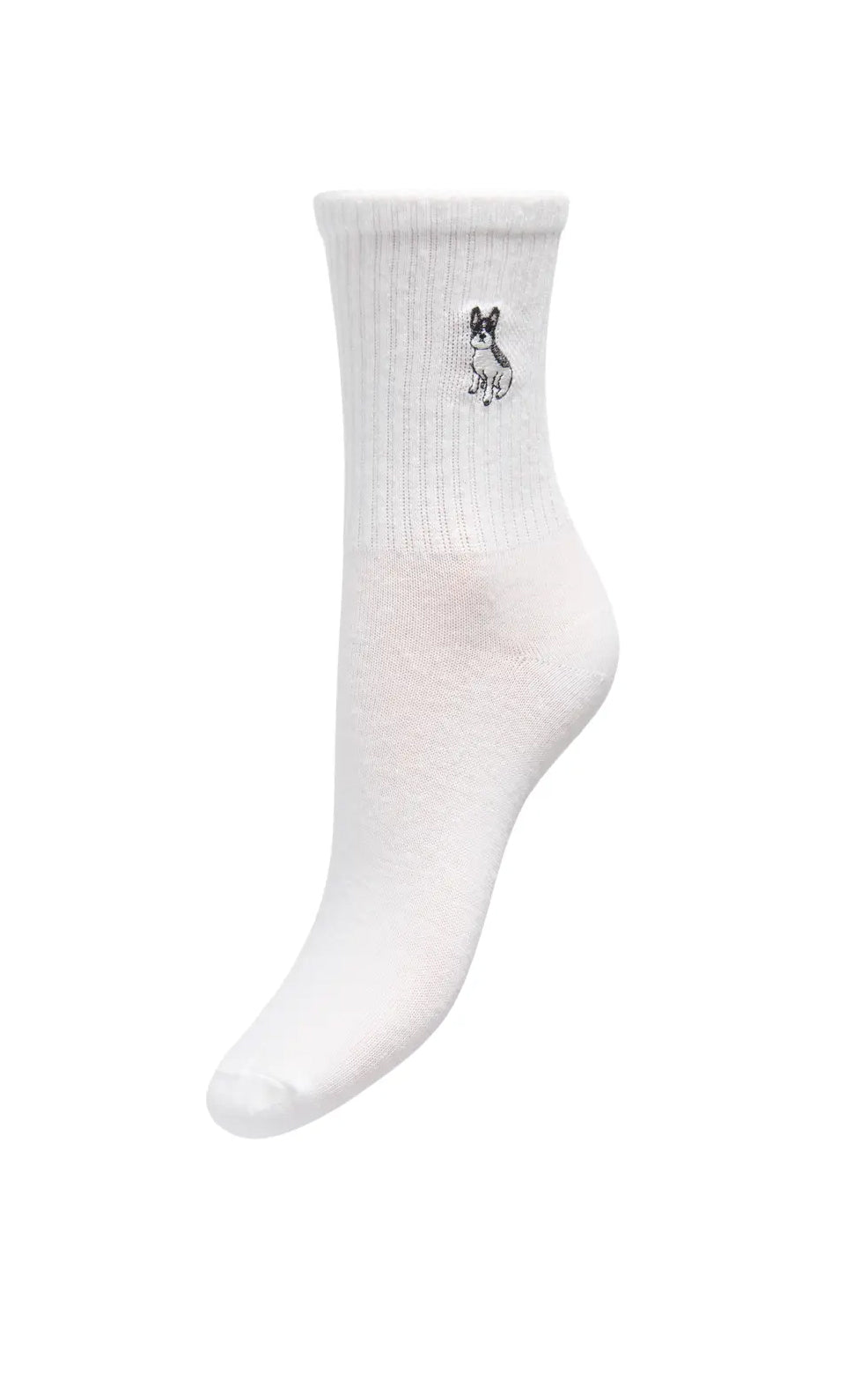Sophia Tennis Sock in Cloud Dancer with French Bulldog