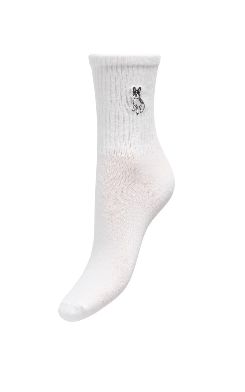 Sophia Tennis Sock in Cloud Dancer with French Bulldog