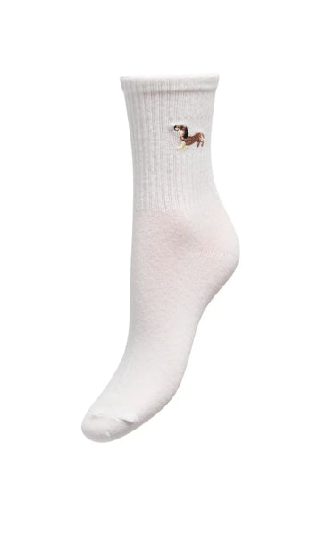 Sophia Tennis Sock Cloud Dancer with Dachshund