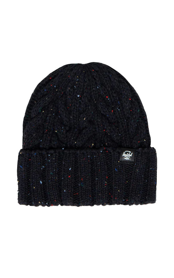 Ellis Cable Beanie in Black Marled