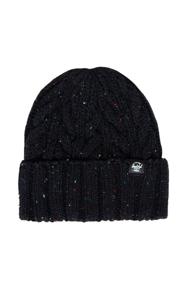 Ellis Cable Beanie in Black Marled
