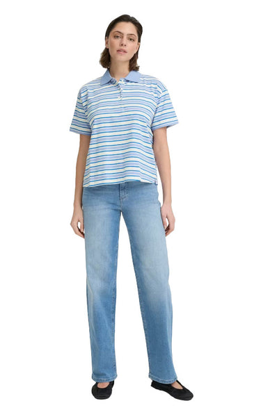 Mira Polo Short Sleeve in Blue Multi Stripe