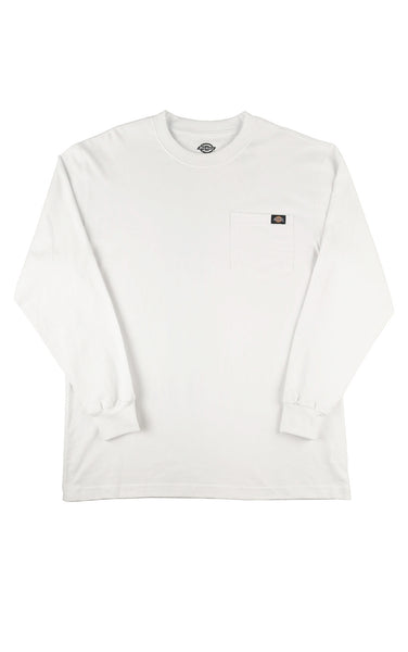 Long Sleeve Heavyweight Pocket Tee in White