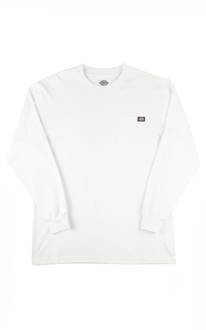 Long Sleeve Heavyweight Pocket Tee in White
