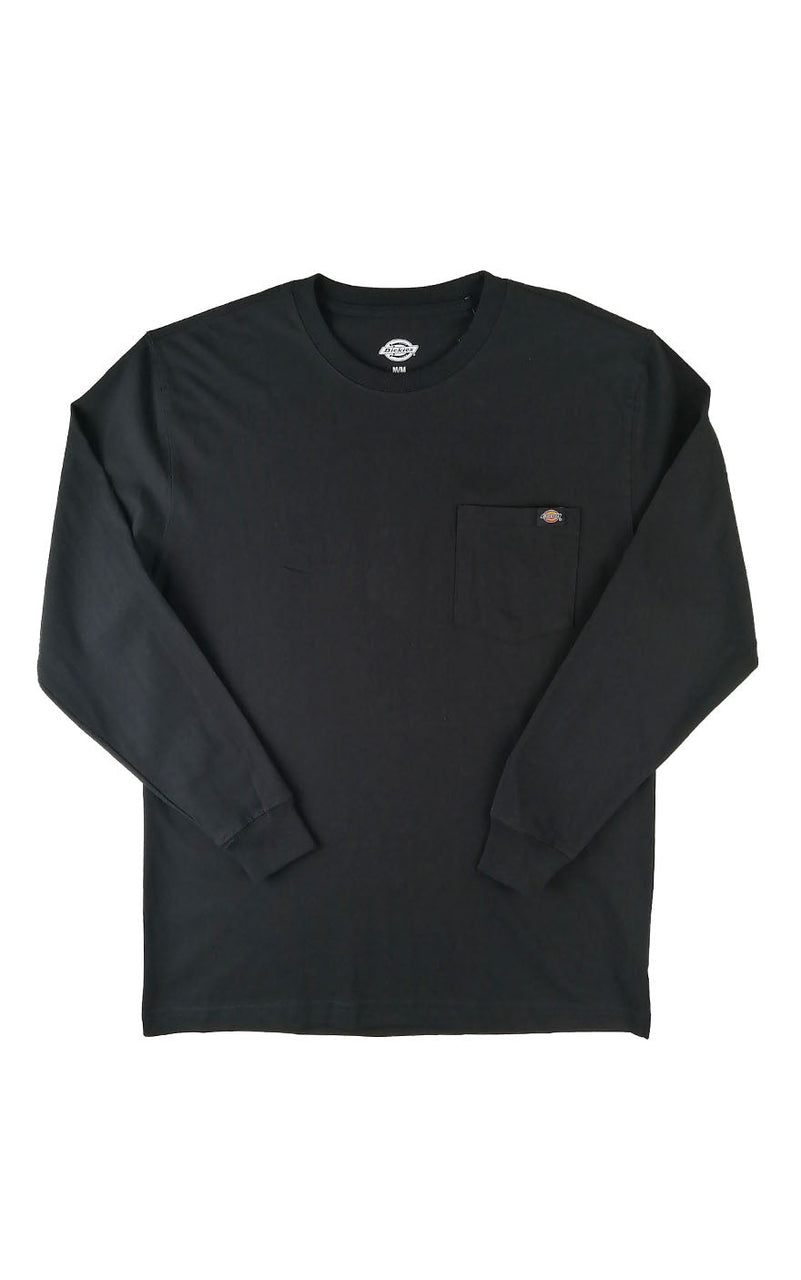 Long Sleeve Heavyweight Pocket Tee in Black