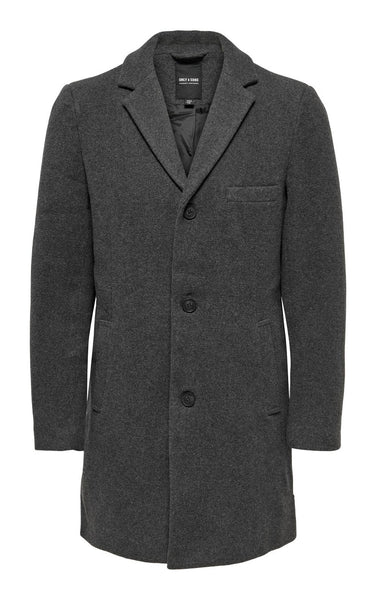 Jaylon Wool Coat in Dark Grey Melange