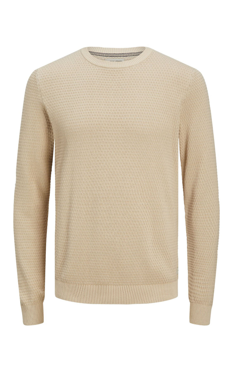 Atlas Textured Knit Crew in Oatmeal