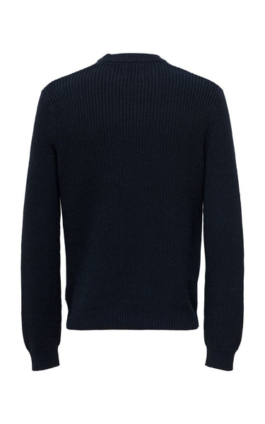 Bart Life Reg Structured Crew Knit in Navy