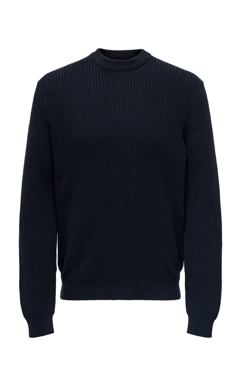 Bart Life Reg Structured Crew Knit in Navy