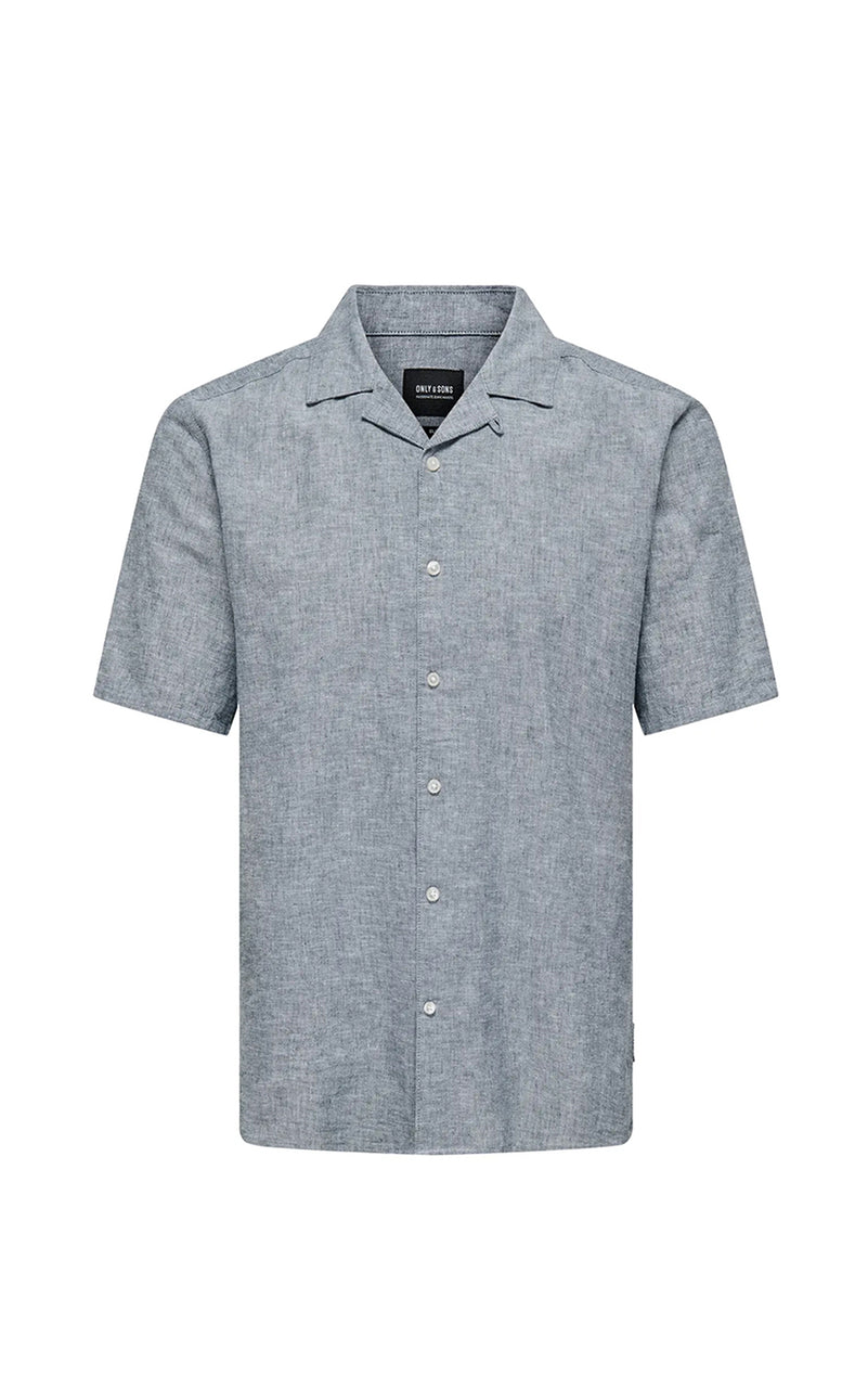 Caiden Life Linen Blend Resort Shirt in Dress Blues