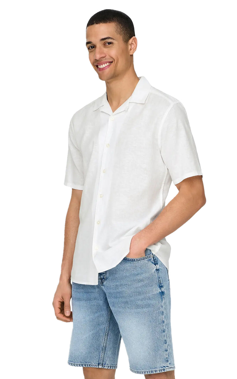 Caiden Life Linen Blend Resort Shirt in White