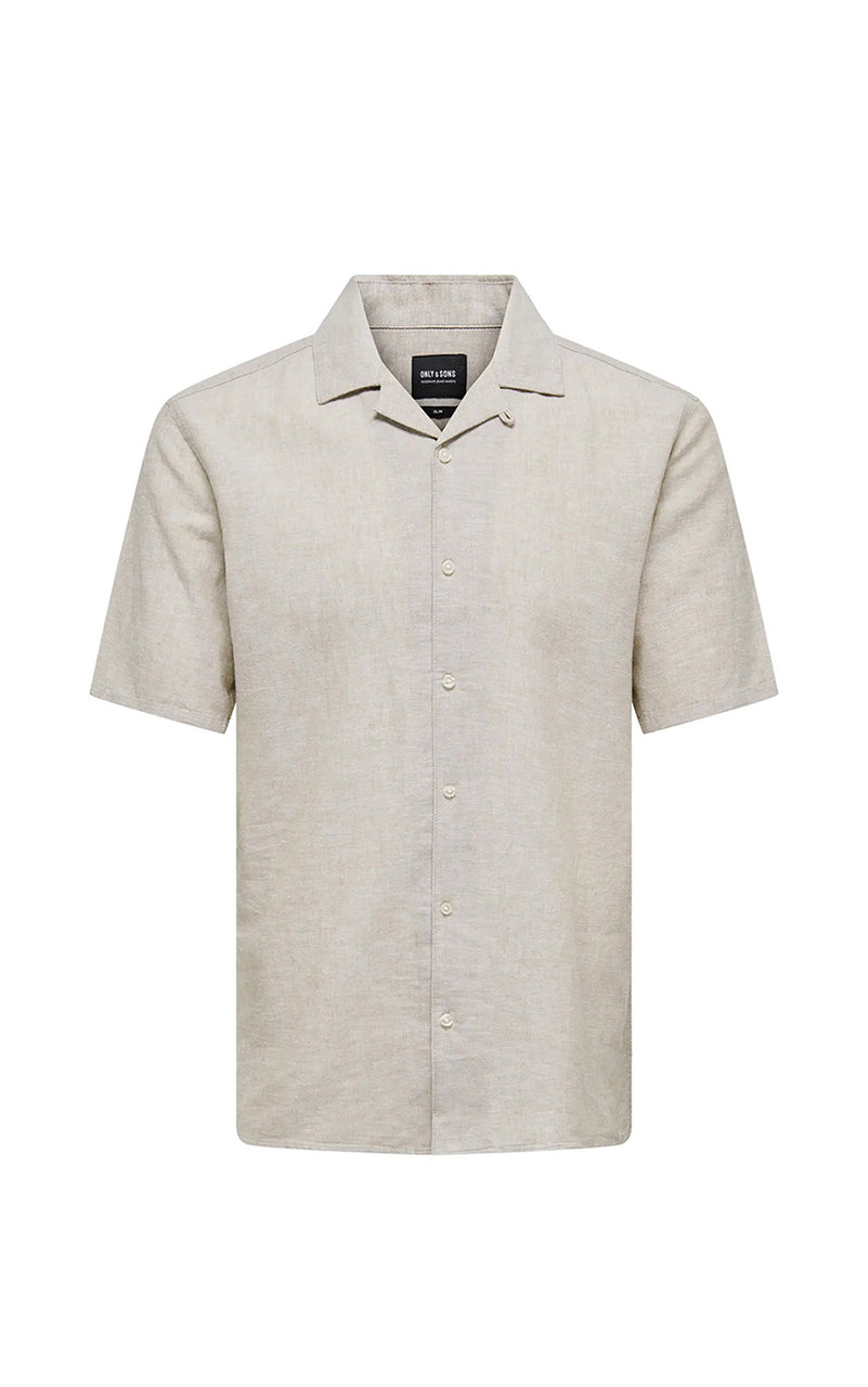 Caiden Life Linen Blend Resort Shirt in Chinchilla