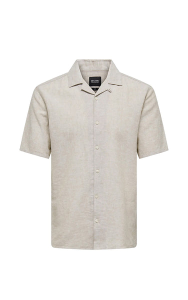 Caiden Life Linen Blend Resort Shirt in Chinchilla