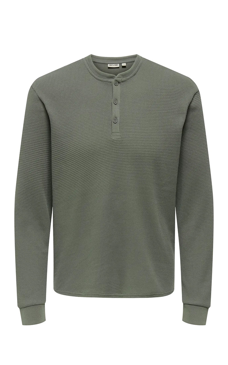 Tobie Regular Long Sleeve Henley in Castor Grey