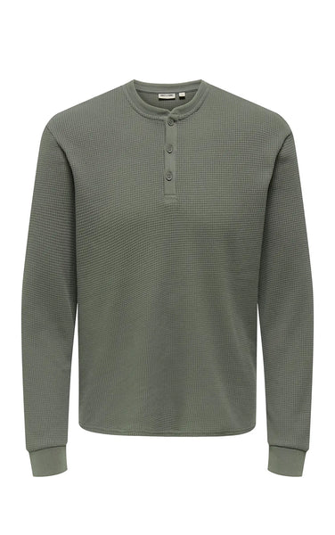 Tobie Regular Long Sleeve Henley in Castor Grey