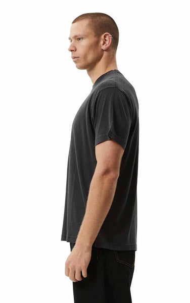 Foundation Hemp Box Fit Short Sleeve Tee in Stone Black