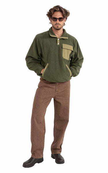 Floresta Button Fleece in Dark Green