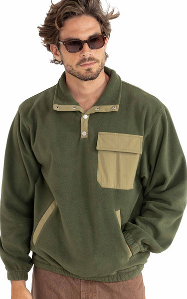 Floresta Button Fleece in Dark Green