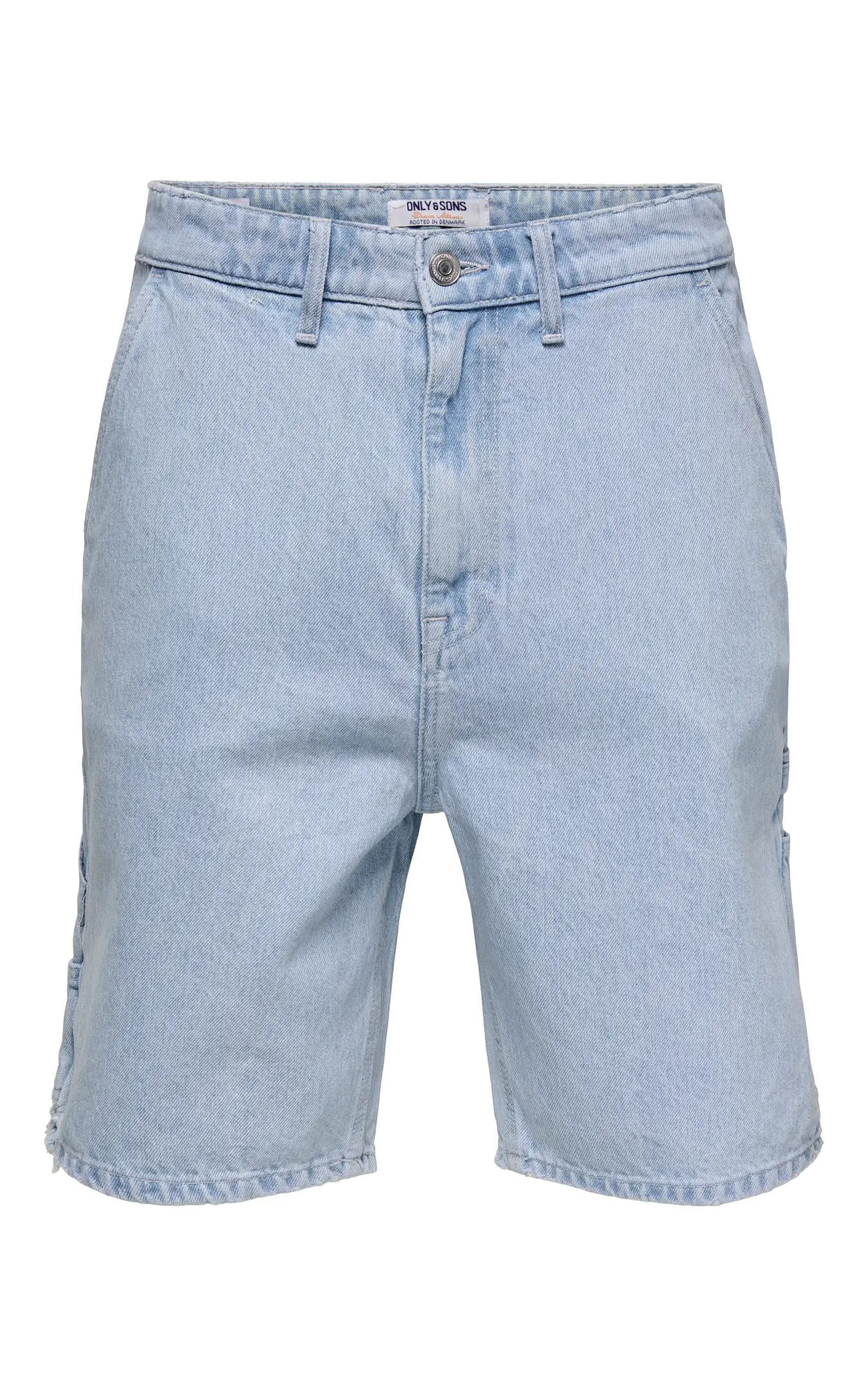 Edge Straight Carpenter Denim Shorts in Light Blue Denim