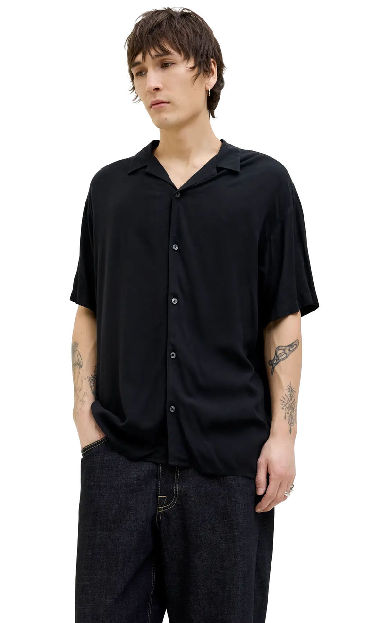Jeff Solid Resort Shirt in Black