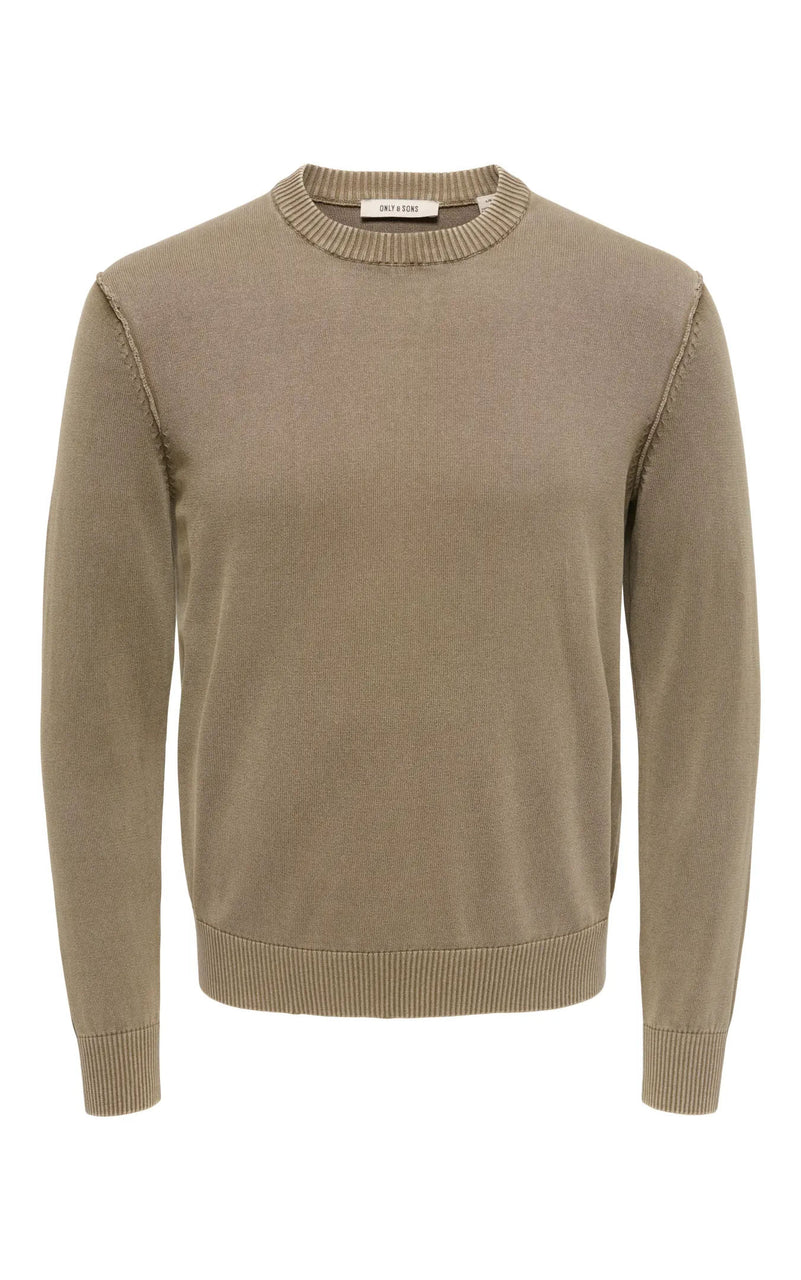 Garson Washed Crew Sweater in Chinchilla
