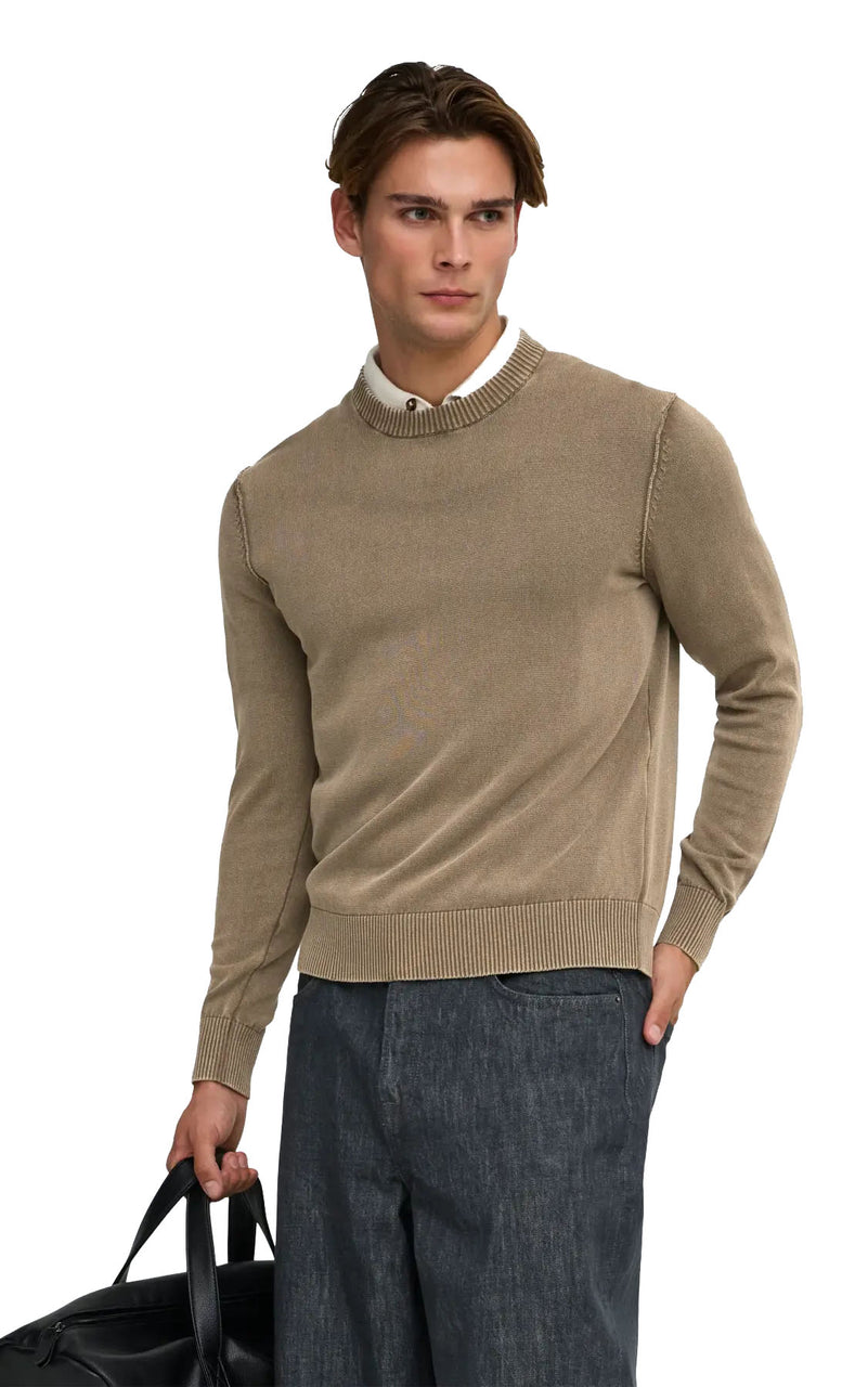 Garson Washed Crew Sweater in Chinchilla