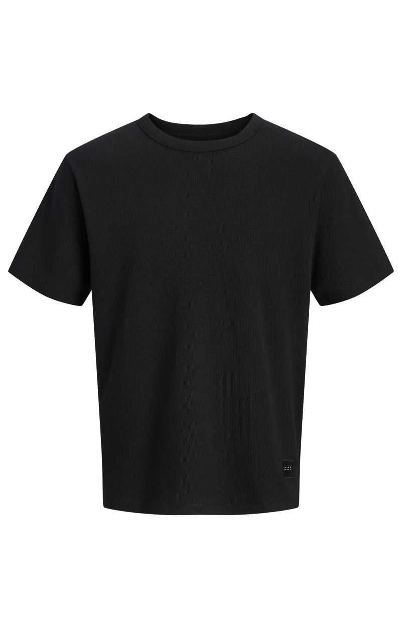 Fusion Waffle Short Sleeve Tee in Black