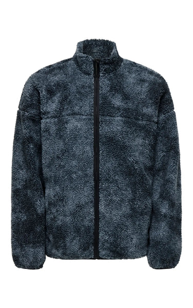 James Oversize Camo AOP Pile Fleece in Jet Black Camo