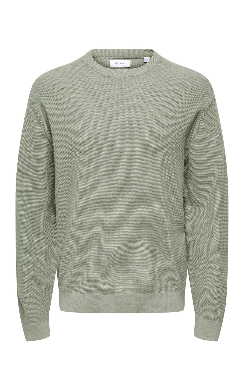 Tony Waffle Long Sleeve Crew in Wrought Iron